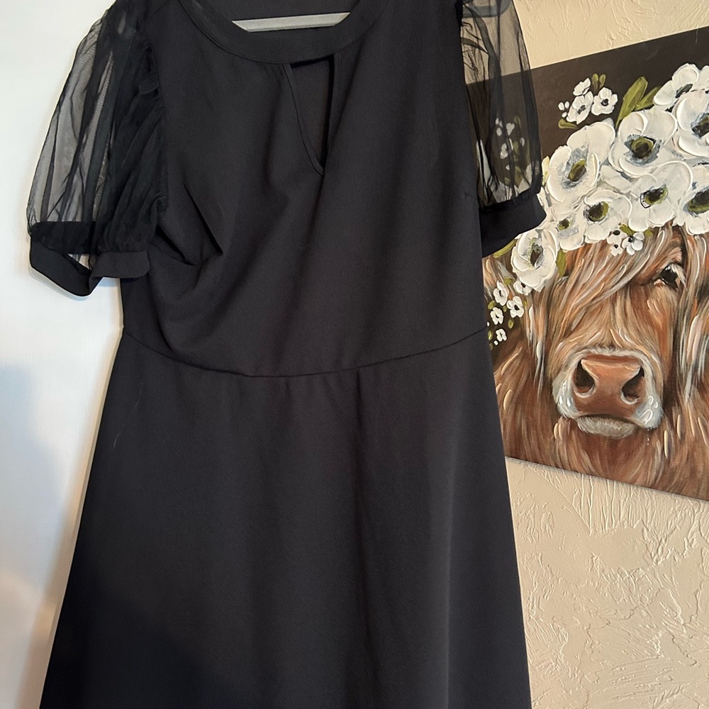 SHEIN Black A-Line Cocktail Dress with Crew Neck